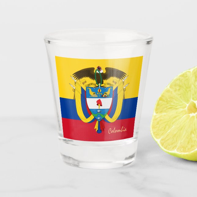 Vaso De Chupito Bandera colombiana y país patriota / deporte de Co (Anverso)