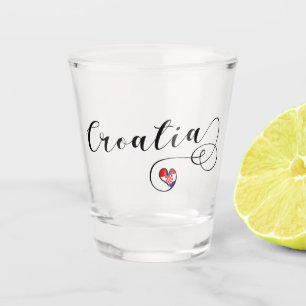 Vaso De Chupito Bandera croata en el corazón, Croacia