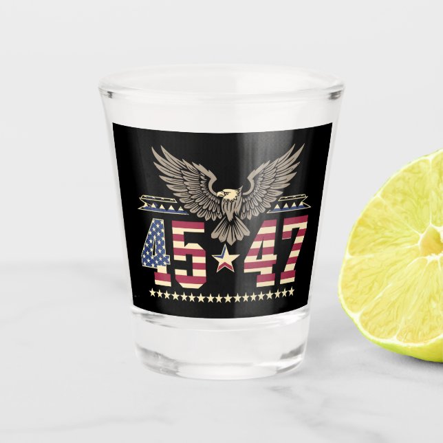 Vaso De Chupito Bandera de águila estadounidense de época Trump 45 (Anverso)