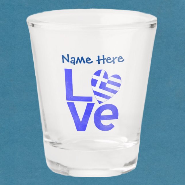 Vaso De Chupito Bandera de amor griega en azul personalizada (Subido por el creador)