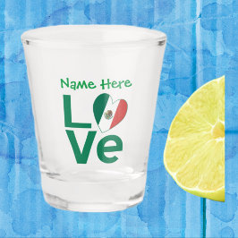 Vaso De Chupito Bandera de amor mexicana en verde personalizada 