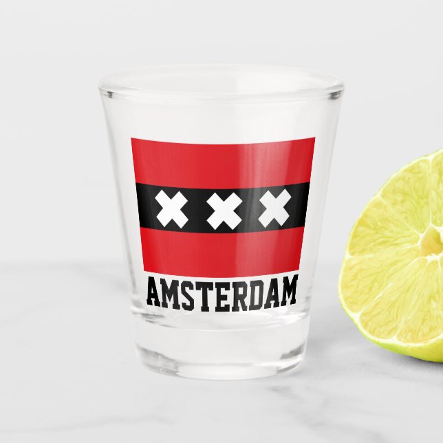 Vaso De Chupito Bandera de Ámsterdam (Anverso)