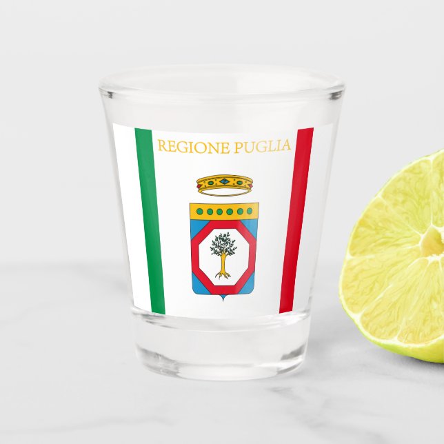 Vaso De Chupito Bandera de Apulia (Italia) (Anverso)