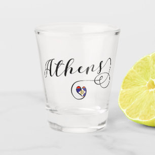 Vaso De Chupito Bandera de Atenas en el corazón, Grecia