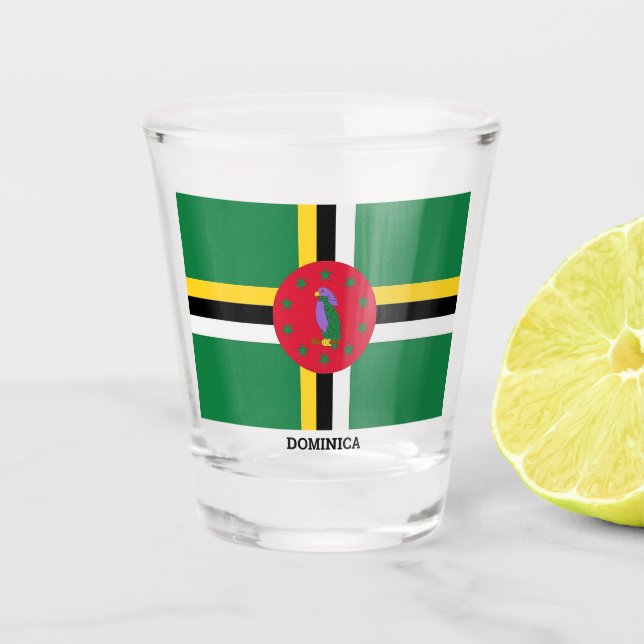 Vaso De Chupito Bandera de Dominica (Anverso)