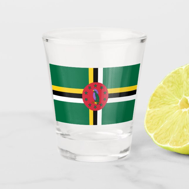Vaso De Chupito Bandera de Dominica (Anverso)