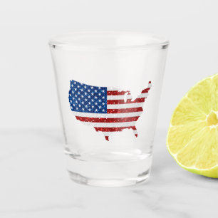 Vaso De Chupito Bandera de EE. UU. Estrellas y Franjas Brillantes 