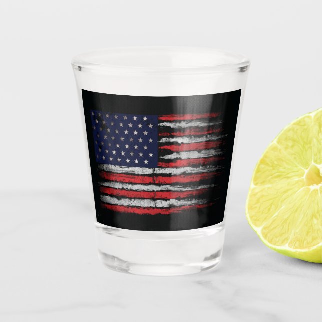 Vaso De Chupito bandera de EE. UU. Grunge (Anverso)