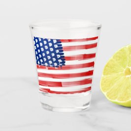Vaso De Chupito Bandera de Estados Unidos pintada de color de agua