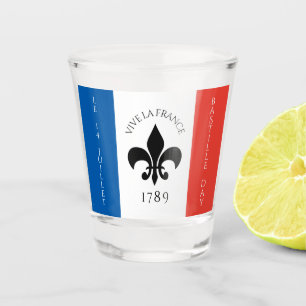 Vaso De Chupito Bandera de Francia del Día de la Bastilla Fleur-de