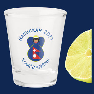 Vaso De Chupito Bandera de Hanukkah del Ángel Nepalí Personalizada