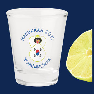 Vaso De Chupito Bandera de Hanukkah personalizada del ángel corean