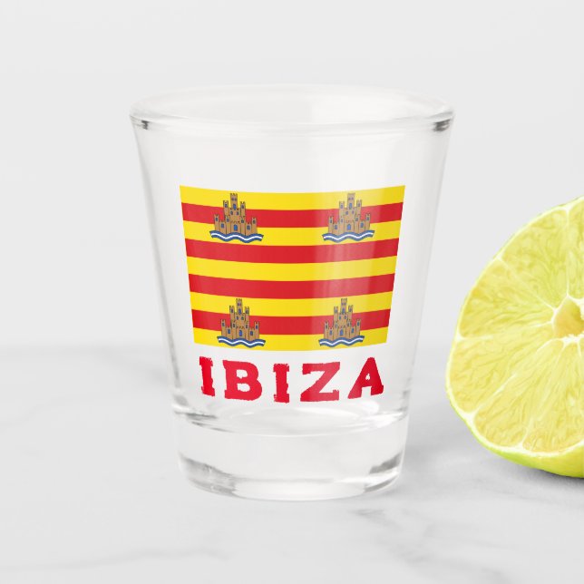 Vaso De Chupito Bandera de Ibiza, España (Anverso)