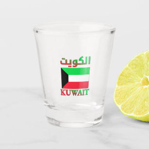 Vaso De Chupito Bandera de Kuwait・Word・Art árabe e inglés