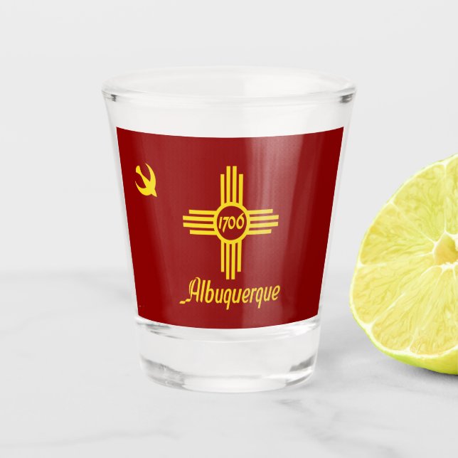 Vaso De Chupito Bandera de la ciudad de Albuquerque (Anverso)