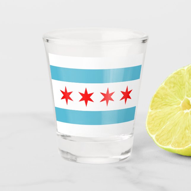 Vaso De Chupito Bandera de la ciudad de Chicago (Anverso)