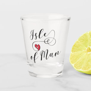 Vaso De Chupito Bandera de la Isla de Man en un corazón, Manx
