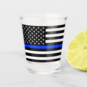 Vaso De Chupito Bandera de la policía de la delgada línea azul