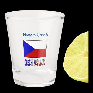 Vaso De Chupito Bandera de la República Checa Personalización Azul