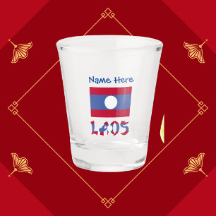 Vaso De Chupito Bandera de Laos Laotiana Azul Personalización