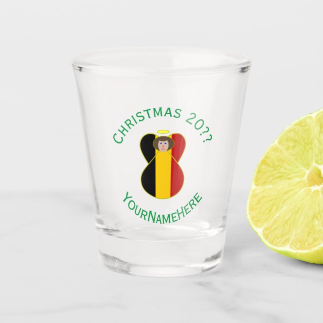 Vaso De Chupito Bandera de los Navidades de Ángel de Bélgica perso (Anverso)
