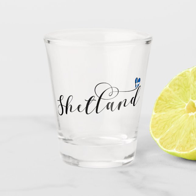 Vaso De Chupito Bandera de los Shetland del Corazón, Islas Shetlan (Anverso)