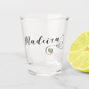 Vaso De Chupito Bandera de Madeira del corazón, amo Madeira,