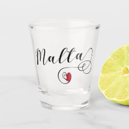 Vaso De Chupito Bandera de Malta del corazón, maltesa