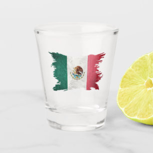 Vaso De Chupito Bandera de México ondulada, apoplejía de brocha,