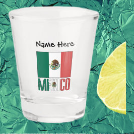 Vaso De Chupito Bandera de México y México con tu nombre vidrio ca