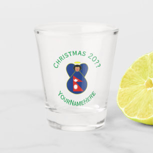 Vaso De Chupito Bandera de Navidad de Ángel Nepali Personalizada