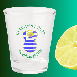 Vaso De Chupito Bandera de Navidad de ángel rubio griego personali