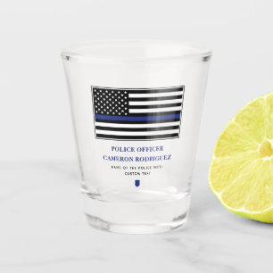 Vaso De Chupito Bandera de oficial de policía de la Línea Azul del