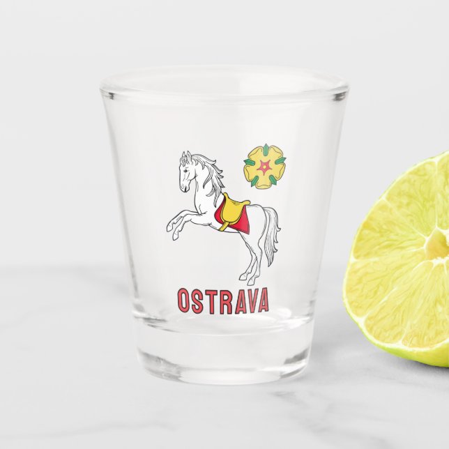 Vaso De Chupito Bandera de Ostrava, República Checa (Anverso)