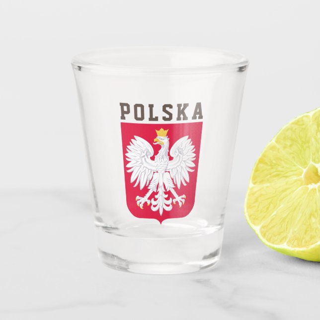 Vaso De Chupito Bandera de Polonia (con escudo de armas) (Anverso)