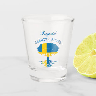 Vaso De Chupito Bandera de raíces suecas personalizada