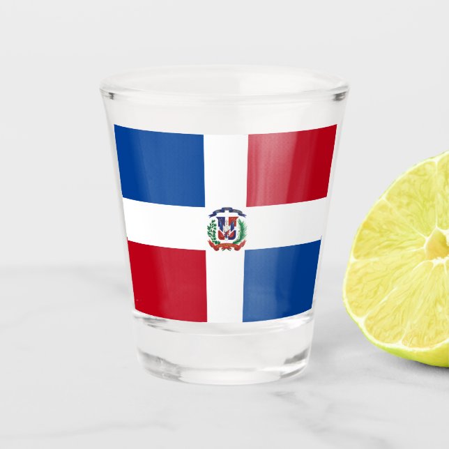Vaso De Chupito Bandera de República Dominicana 01 (Anverso)