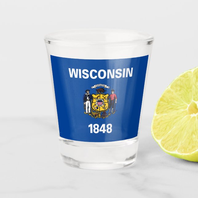Vaso De Chupito Bandera de Wisconsin (Anverso)