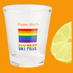 Vaso De Chupito Bandera del arcoíris del Orgullo Gay naranja perso