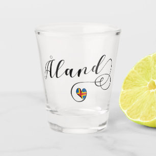 Vaso De Chupito Bandera del Corazón de Åland, Islas Aland, Finland
