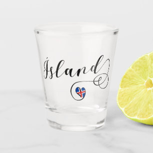 Vaso De Chupito Bandera del Corazón de Islandia Ísland