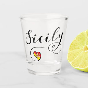 Vaso De Chupito Bandera del corazón de Sicilia, siciliana,
