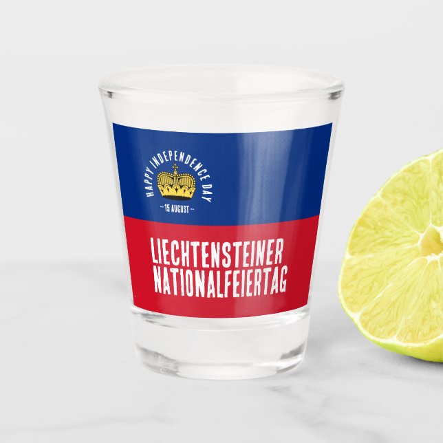 Vaso De Chupito Bandera del Día Nacional de Liechtenstein (Anverso)