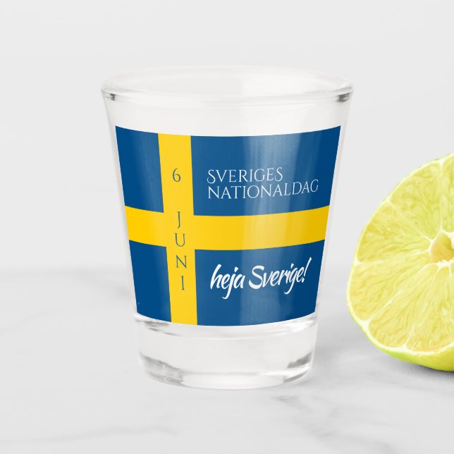 Vaso De Chupito Bandera del Día Nacional Sueco Sveriges Nationalda (Anverso)