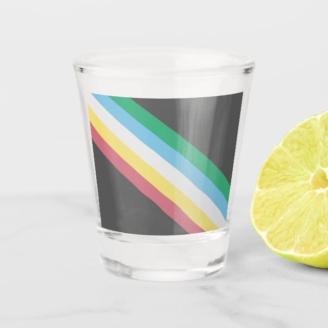 Vaso De Chupito Bandera del Orgullo de la Discapacidad (Anverso)