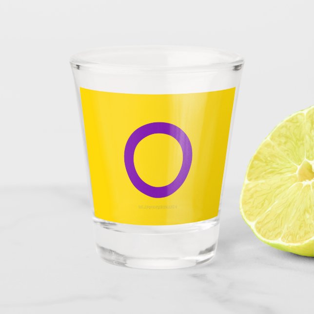 Vaso De Chupito Bandera del orgullo intersexual de SlipperyJoe fon (Anverso)