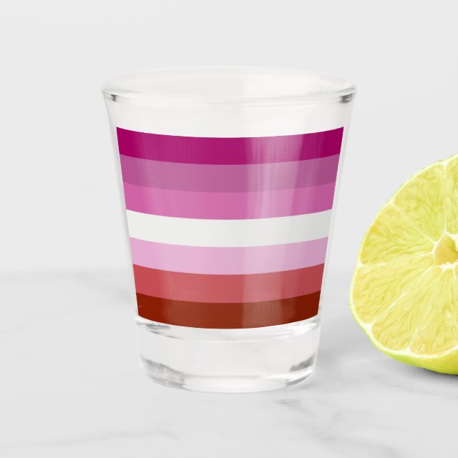 Vaso De Chupito Bandera del Orgullo Lesbiano (Anverso)
