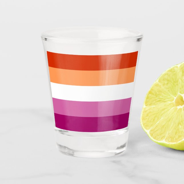 Vaso De Chupito Bandera del Orgullo Lesbiano LGBTQ (Anverso)