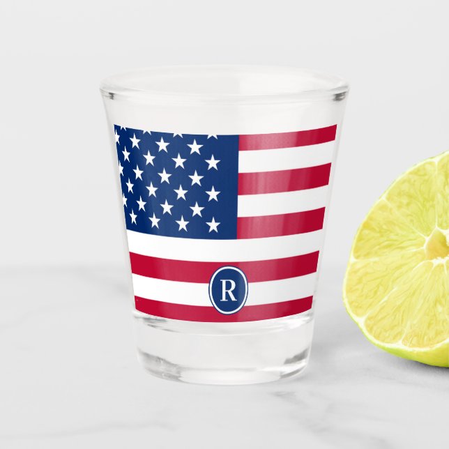 Vaso De Chupito Bandera estadounidense: blanco rojo y azul patriót (Anverso)