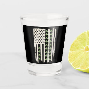 Vaso De Chupito Bandera estadounidense con tréboles para St Patric